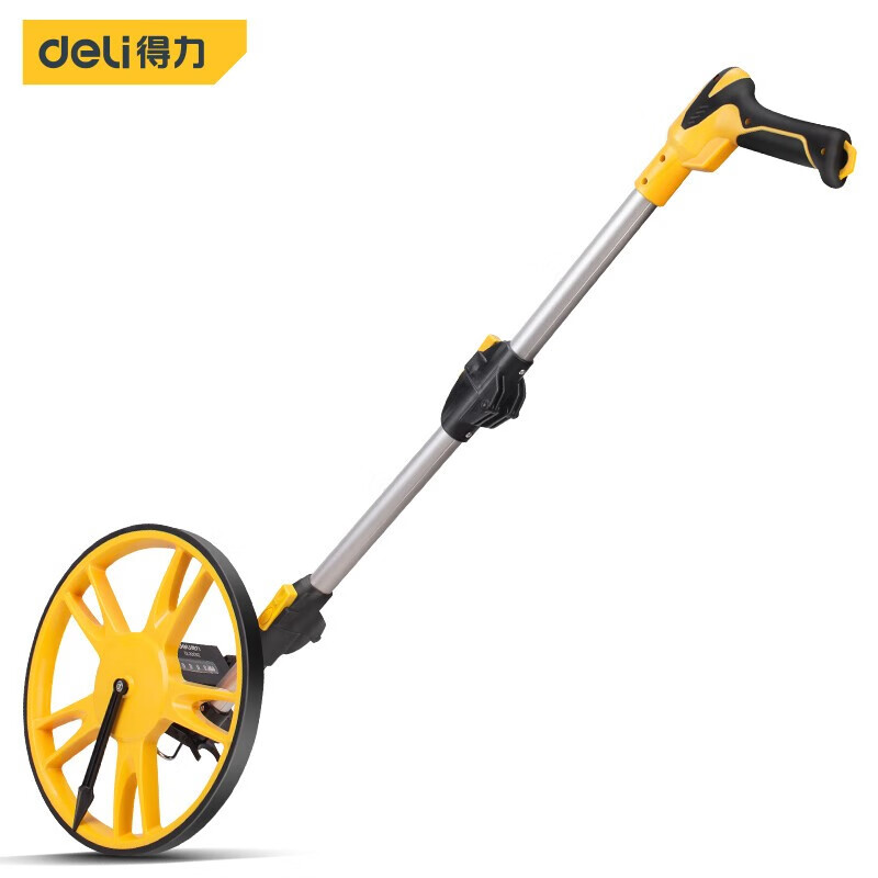Deli distance measuring wheel hand-pushed roller distance measuring digital display mechanical high-precision large roller outdoor measuring ruler distance meter with cloth bag large mechanical wheel (diameter 300mm)