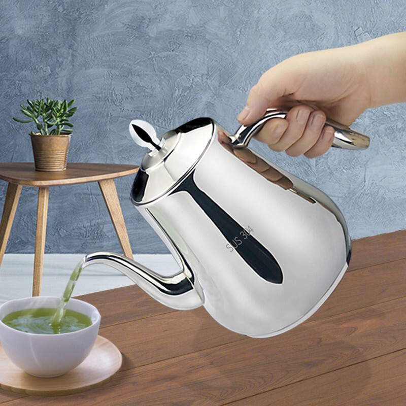 SANQIA 304 stainless steel teapot, induction cooker, kettle, restaurant tea kettle with mesh, household cold kettle, cold boiling kettle, 1.75L without filter, 1750ml