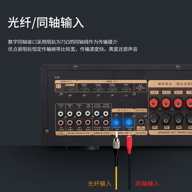 Qisheng AV-118 high-power 5.1 home Bluetooth amplifier Dolby professional AV subwoofer hifi home theater KTV audio speaker card package HDMI high-definition amplifier AV-1805 dual decoding-black 4K true 5.1 channel