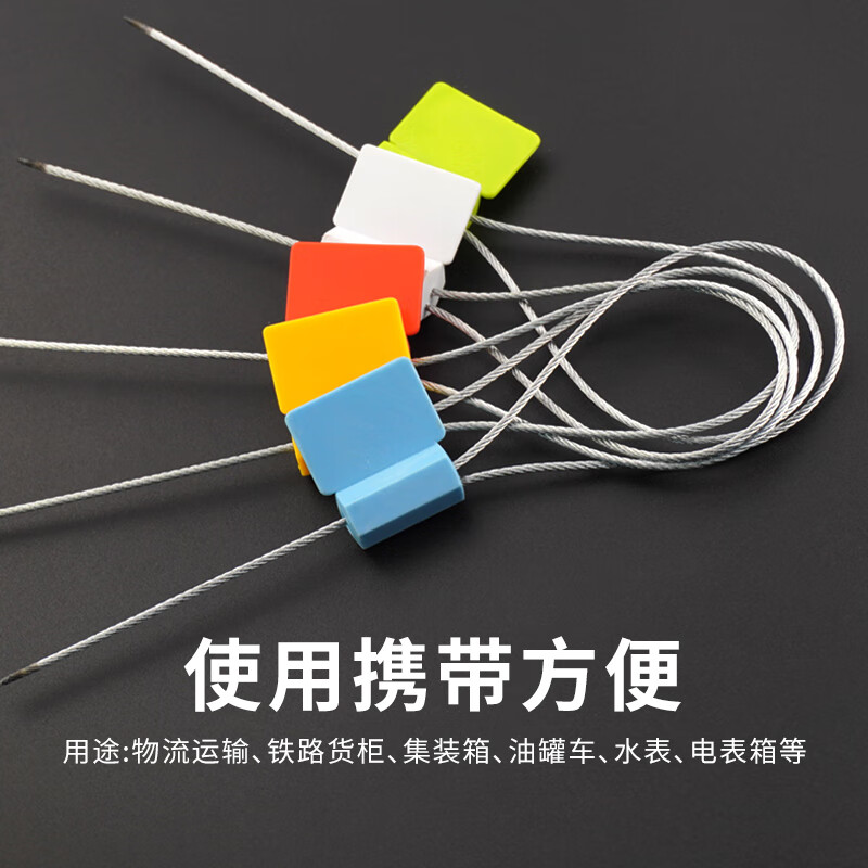 Disposable signage steel wire lead seal anti-theft buckle seal seedling hangtag cable tie seal logistics QR code seal blue 30 cm 100 default with code (please leave a message for printing)