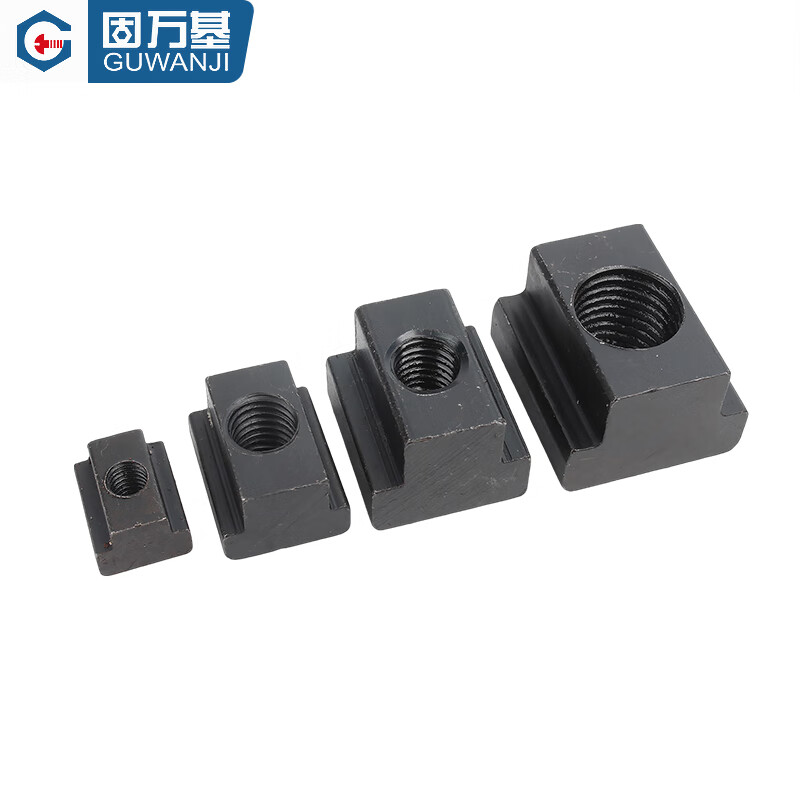Guwanji 8.8/10.9 grade T-type nut quenched and hardened trapezoidal groove mold slider T-block machine tool pressure plate nut enlarged M24 (top width 27, bottom width 45, total height 45) 1 piece