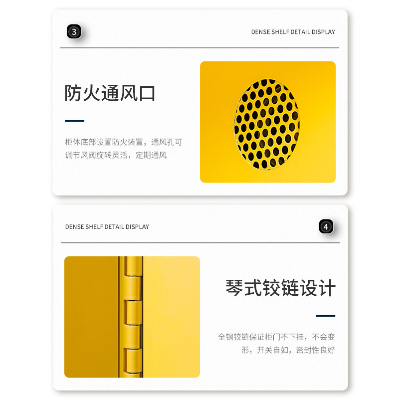 KINKOCCL industrial explosion-proof cabinet chemical safety cabinet storage cabinet fire-proof hazardous chemicals storage cabinet weak acid and weak alkali cabinet flammable and explosive dangerous goods cabinet 90 gallon yellow