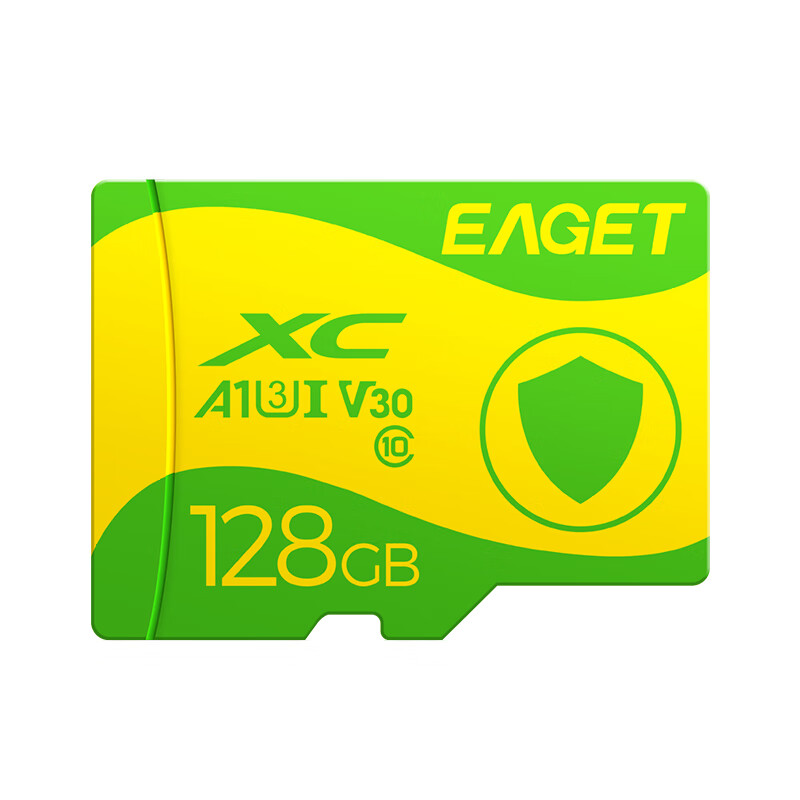 EAGET 128GB TF (MicroSD) memory card C10 yellow-green card suitable for 360 Hikvision Lingdu surveillance driving recorder high-speed memory card