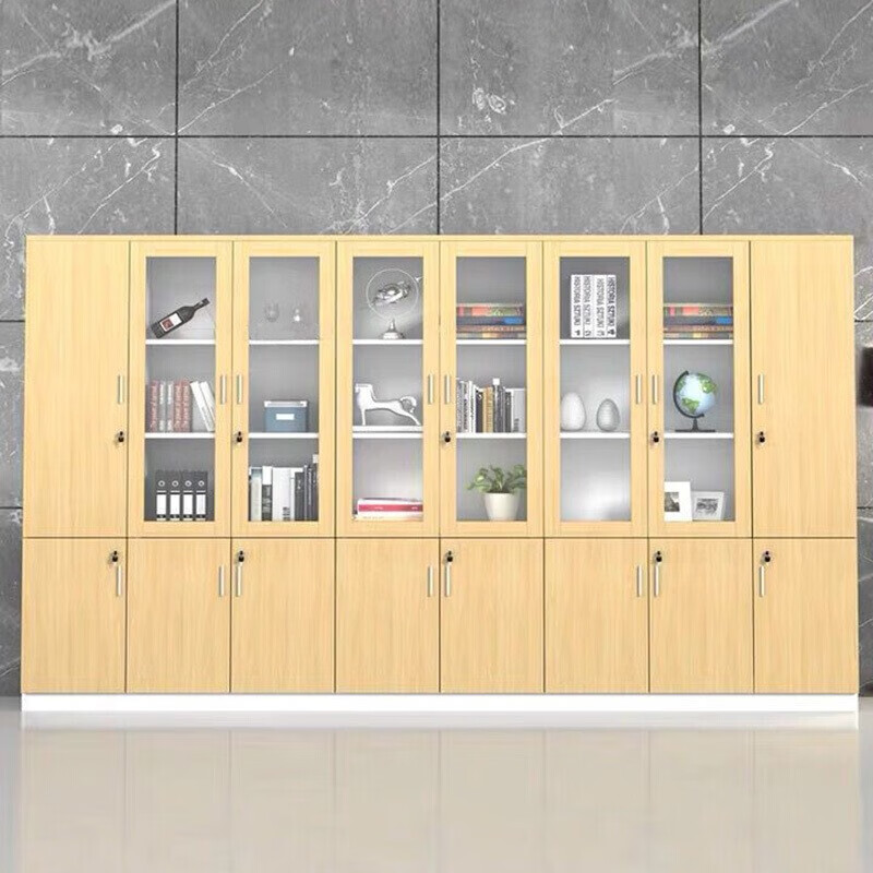 Zhenye file cabinet information cabinet office high cabinet wooden glass door cabinet panel file storage storage office background cabinet white two doors B 800*400*2000