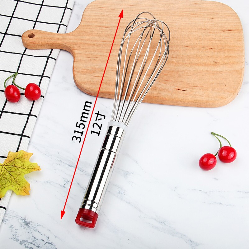 MRFMRF manual egg beater cream mixer household stainless steel egg pump hand-held stirring cake baking and dough tool 12-inch red head manual egg beater
