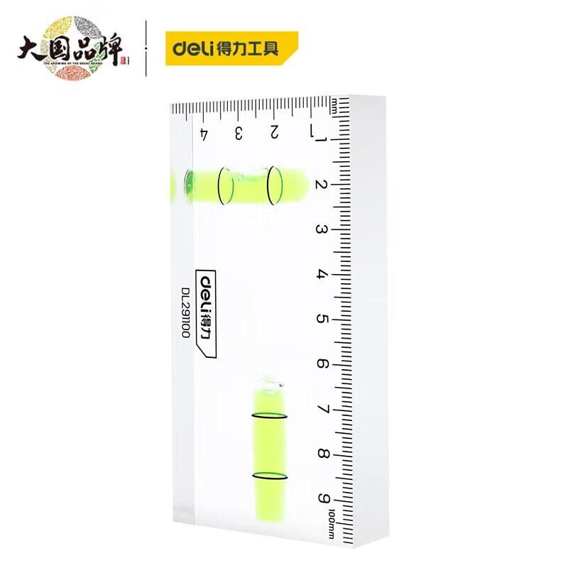 Deli level high-precision flat level ruler small acrylic balance ruler level ruler DL291100 transparent level ruler DL291100