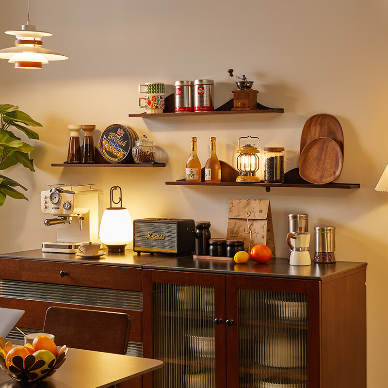 Jiayi solid wood wall storage rack partition wall bookshelf wall hanging display rack shelf 60cm walnut color single