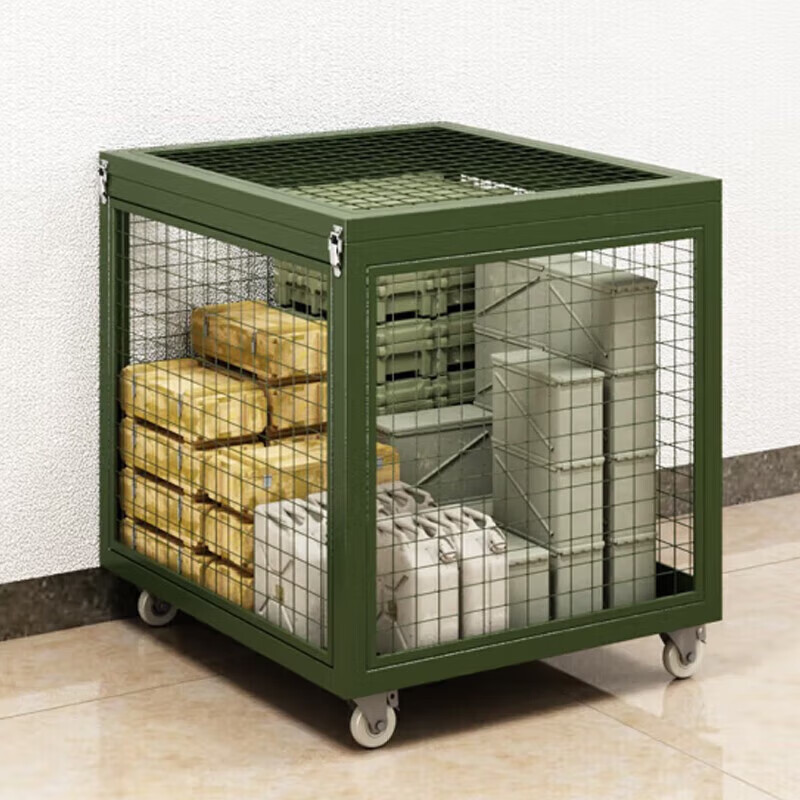Jingsheng Fengbo military green removable mesh cage heavy material transport box wheeled pallet storage metal mesh cage removable with handle 1800*1000*1400mm