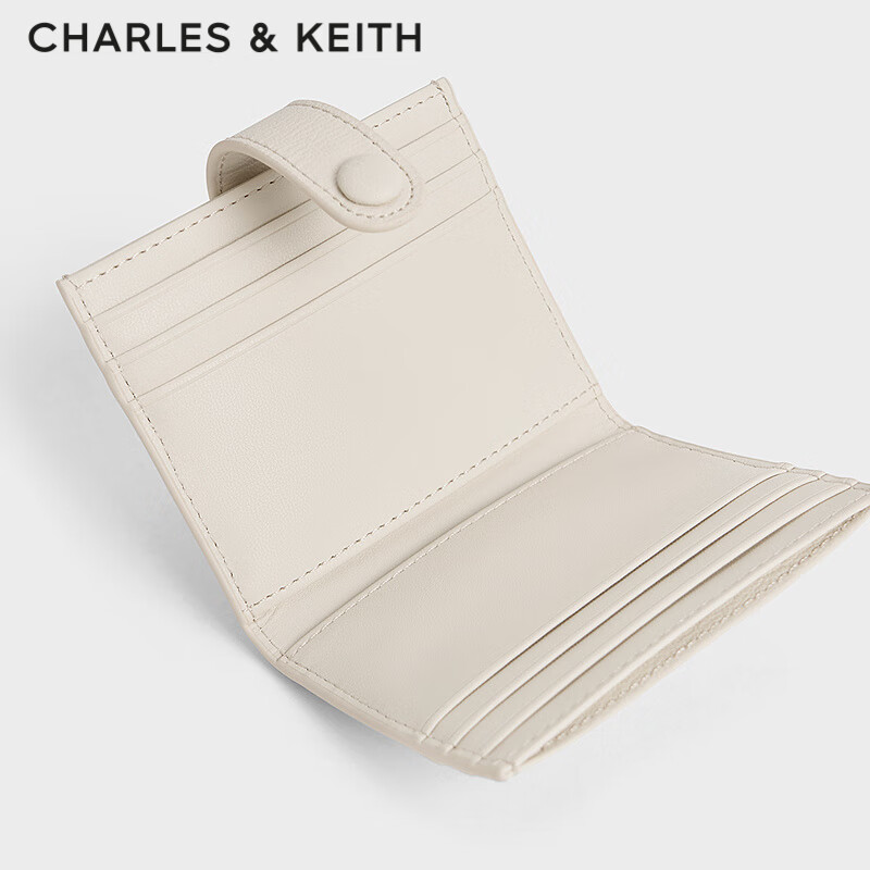 CHARLES&KEITH simple buckle multi-card slot mini card bag female birthday gift New Year gift for girlfriend CK6-50701392 Beige beige