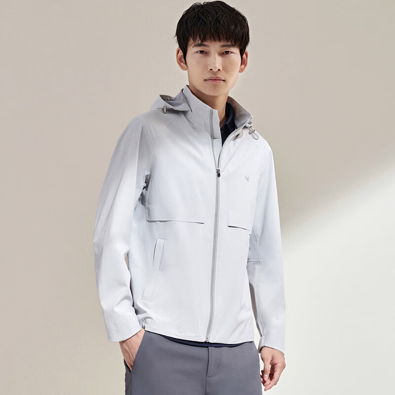 Announcement Bird Jacket Men's Three-Proof Technology Fabric Business Casual Zipper Jacket Commuting Youth Top Men Gray XL -50(180/100)