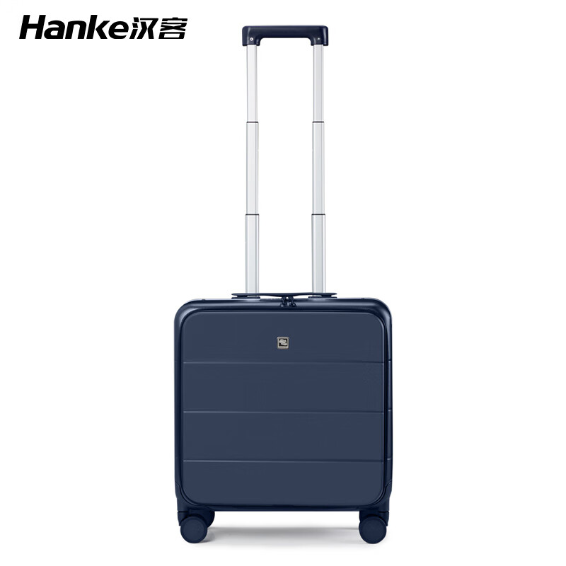 Hanker front-opening trolley case aluminum frame boarding suitcase suitcase 18-inch dark blue men's and women's business password box