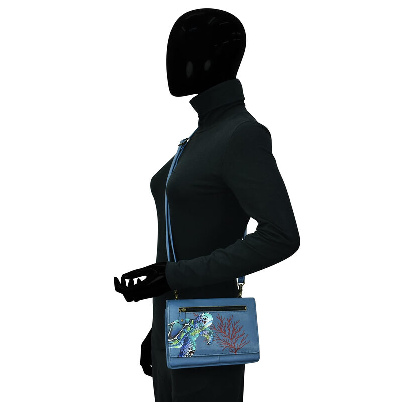 Anna by Anuschka Wallet Women Leather Hand Painted Leather Organizing Wallet Sapphire