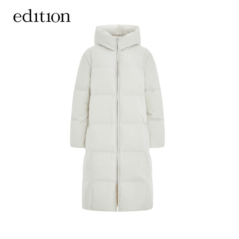 Edition down jacket for women autumn new long hooded white goose down silhouette puff down jacket off-white T01 S 160 The size is too large, it is recommended to order one size smaller