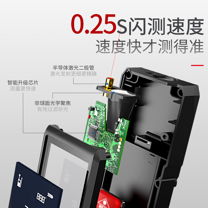 Chint (CHNT) laser range finder high-precision infrared handheld electronic ruler measuring ruler measuring instrument room measuring instrument voice model 50m