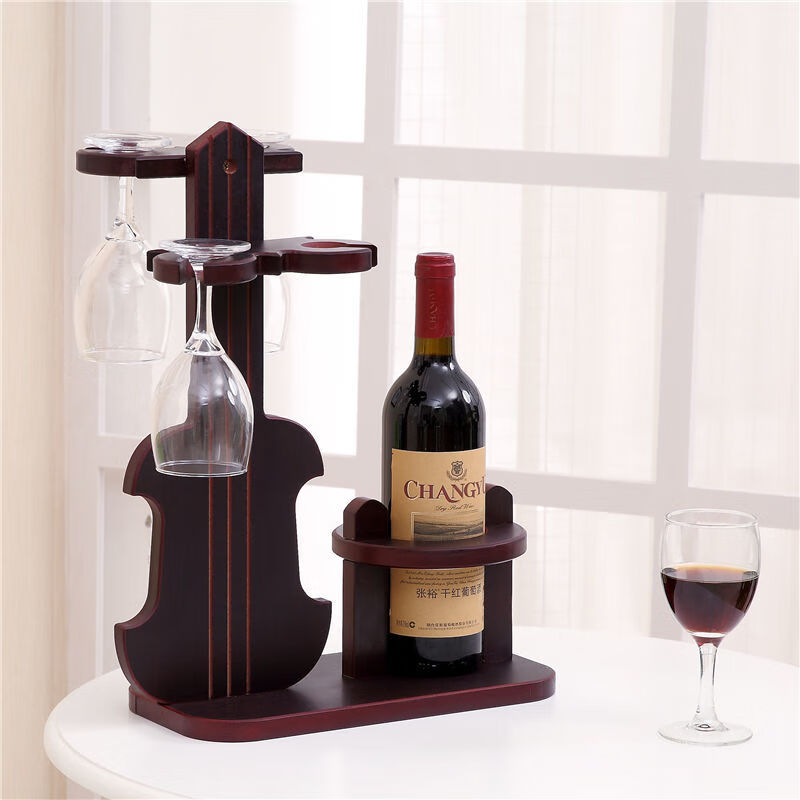 Creative red wine rack, red wine glass rack, tall glass rack, upside-down wine glass rack, wine bottle rack, red wine rack ornaments, household portable violin model