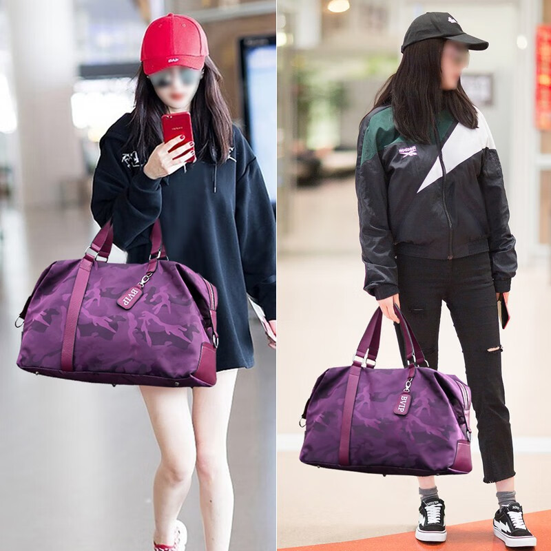 CRISP KERREIN Hong Kong brand travel bag women's short-distance portable luggage bag large capacity travel bag Korean version boarding bag fitness bag trendy purple 1010 ready for delivery on the same day