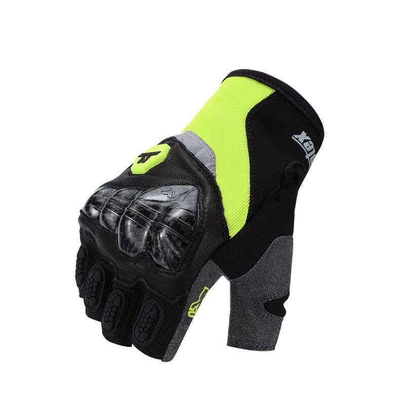 MOJES motorcycle gloves summer all-season riding carbon fiber anti-fall breathable men's and women's motorcycle touch screen winter rider gloves _M30B carbon fiber half-finger fluorescent yellow summer 2XL