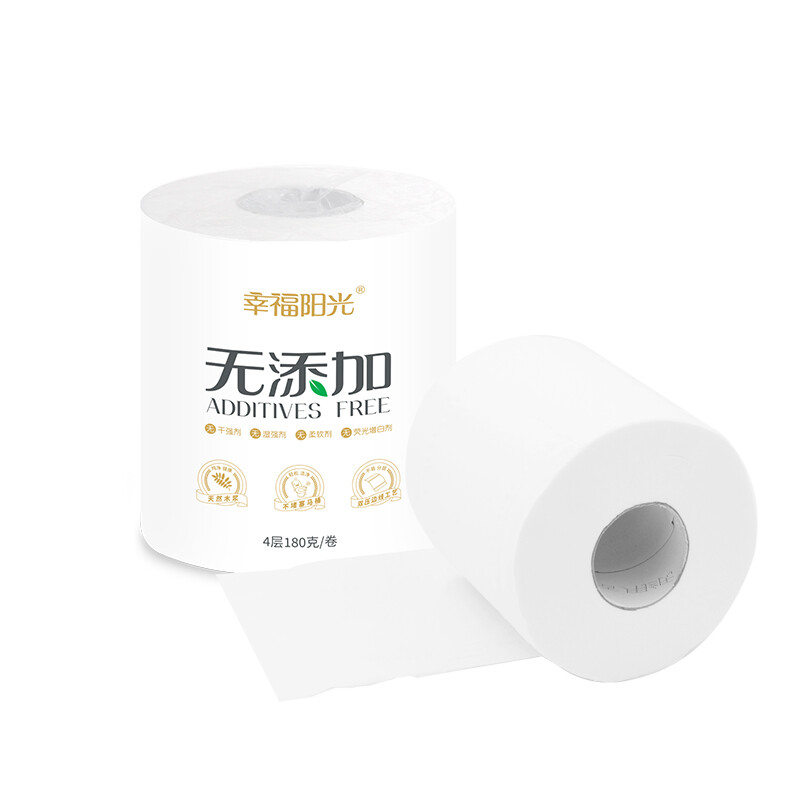 Happy Sunshine Roll Paper No Additive Series 4 layers 180g*10 rolls Core Thickened Toilet Paper Does Not Clog the Toilet