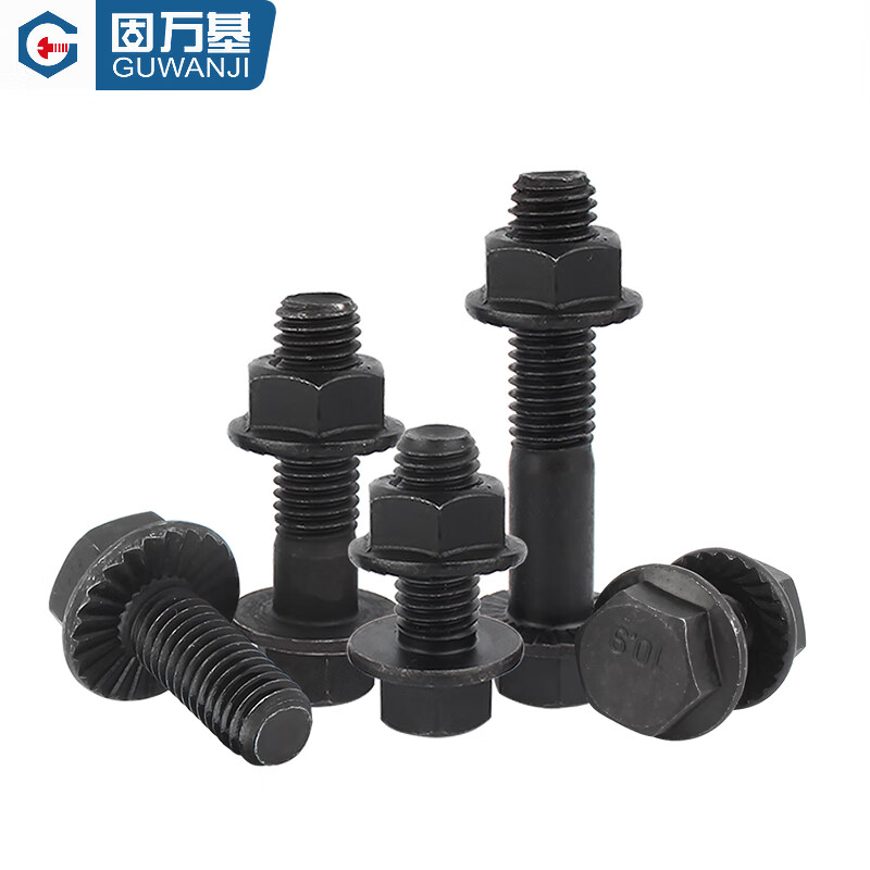 Guwanji Grade 10.9 external hexagonal toothed flange screw nut external hexagonal bolt screw set GB5787 screw flat bottom M6x30 (20 sets) full tooth