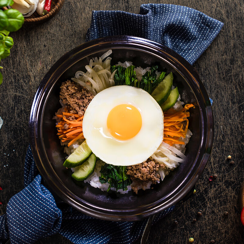 Kangshu (KANGSHU) Korean stone pot bibimbap Japanese cuisine special pot steamed egg bowl miso soup ginseng chicken soup commercial casserole 1100ml stone pot (with tray)