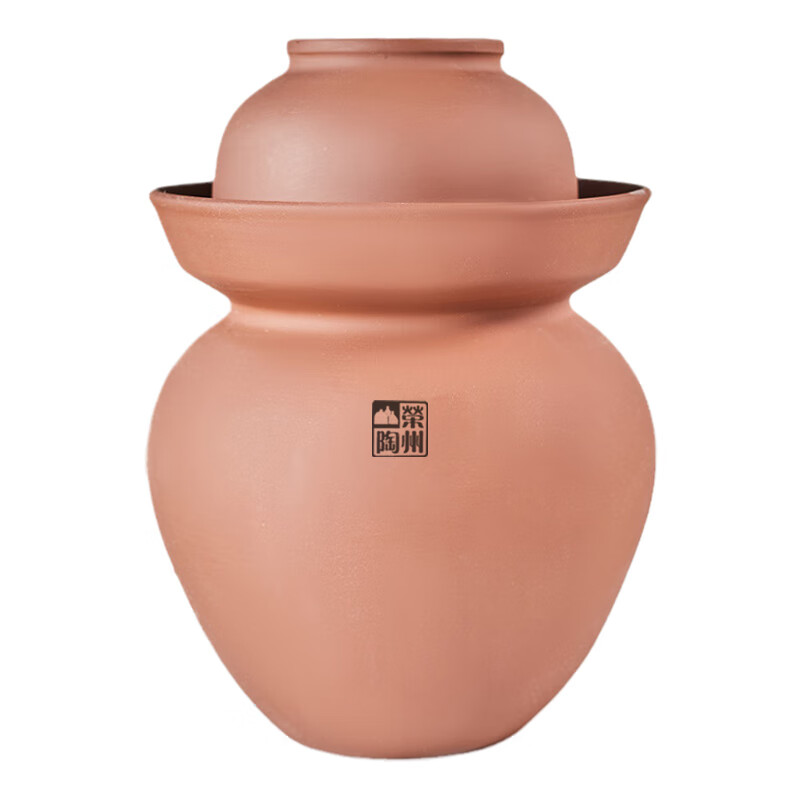 Rongzhou pottery unglazed Sichuan pickle jar thickened household old-fashioned Rongxian earthenware pickle jar pickle jar ceramic 25 catties unglazed pickle jar with inner lid 1 piece 25L