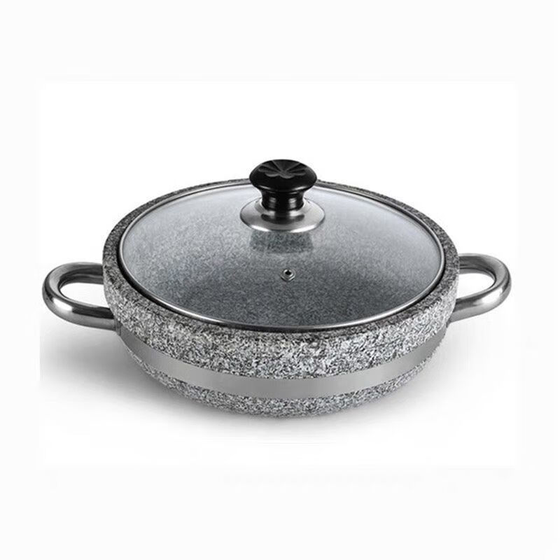 Yuhua stone pot, hot pot, soup pot, stone pot with double ears and glass lid, stone pot fish stone pot, outer diameter 18cm*height 8cm, lid 1ml