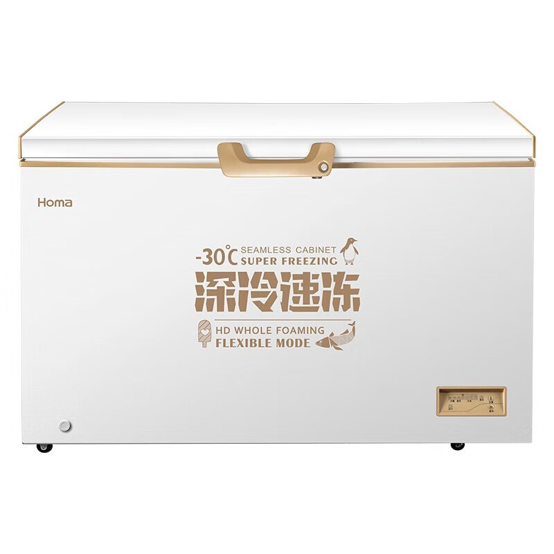 Homa 380 liter commercial refrigerator freezer household first-class energy efficiency computer temperature controlled horizontal freezer dark brown length 1300mm width 755mm height 850mm