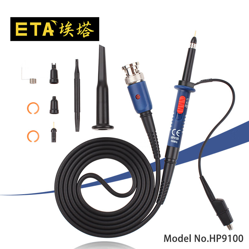 ETA universal oscilloscope probe voltmeter lead signal line 10X times oscilloscope probe meter lead probe line HP9100 (100MHz1/10x)