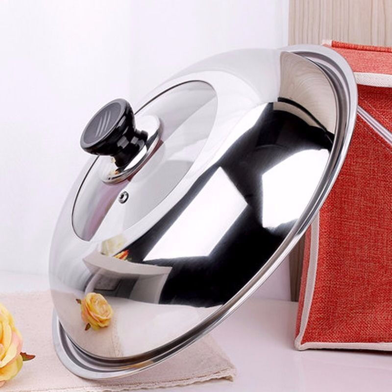 Kaiyao stainless steel pot lid, universal small pot lid for cooking pot, household tempered glass pot lid, high temperature resistance for cooking, glass-free version, suitable for inner diameter 31.8-33, lid 34cm