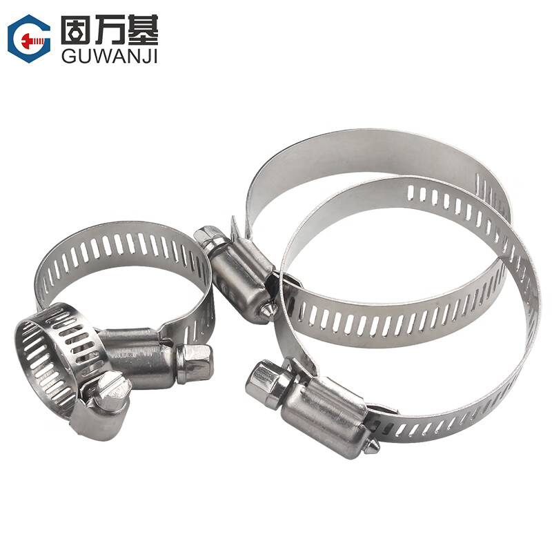 GUWANJI 304 stainless steel hose hoop/clamp clamp tightening hoop locking hoop gas pipeline water pipe oil pipe pipe clamp pipe clamp one-word hose clamp M8-16 (20 pieces)