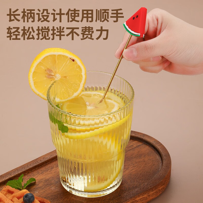 Stainless Steel Stirring Stick Creative Silicone Fruit Coffee Stirring Spoon Cocktail Bar Stirring Stick Fruit Stirring Stick 1 Random Style