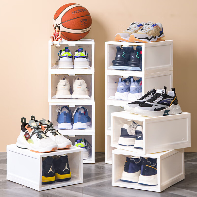 Xitianlong shoe storage box clamshell shoe box multifunctional storage box stack combination shoe cabinet transparent multiple packs 6 front flip models