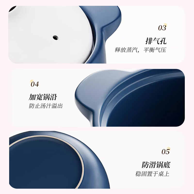 Quanpinwu casserole gas stove special casserole pot household stew pot soup pot high temperature dry burning non-cracking stew pot ceramic pot suitable for 1 person 1L dry burning not easy to crack