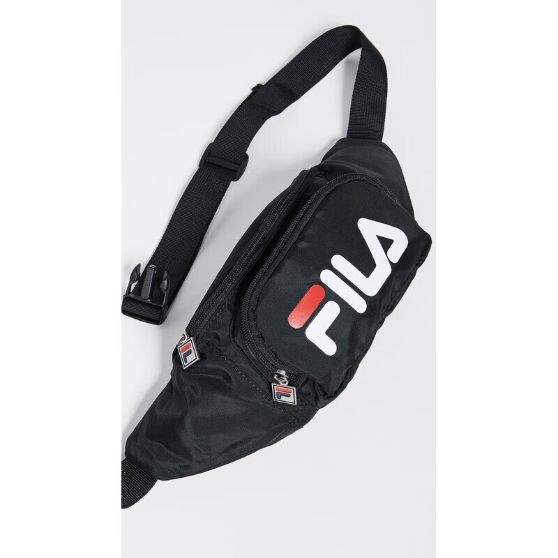 FILA men's and women's waist bags, couple chest bags, shoulder bags, casual sports fashion, cycling travel, simple shoulder bags, LOGO Black, one size