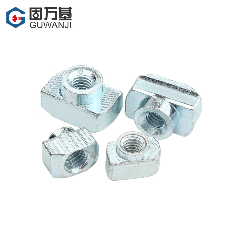 Guwanji European standard T-type nut 20/30/40/45 national standard aluminum profile/t-shaped nut M3M4M5M6M8 ship-shaped hammer head nickel-plated T-type European standard 40 type M4 10 pieces