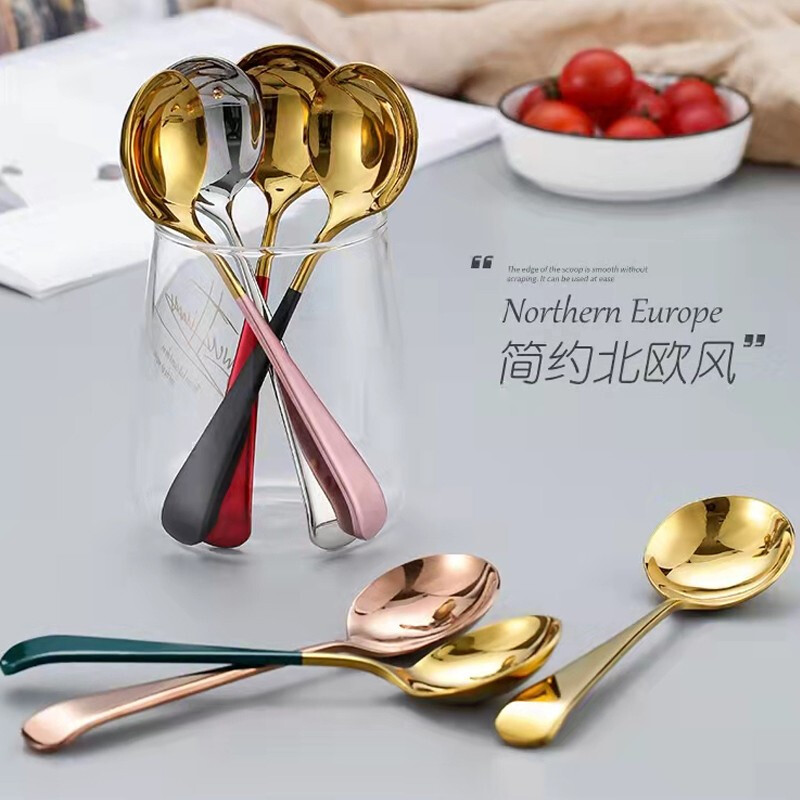 QZT Thickened 304 Stainless Steel Spoon Household Adult Watermelon Spoon Children's Internet Celebrity Spoon Cute Fruit Spoon Thickened 304 2 Pack Red