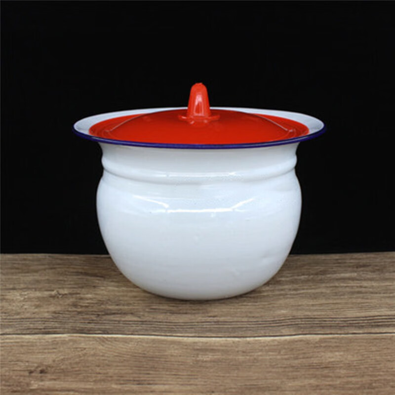 Yi Jinglian old-fashioned thickened enamel spittoon short spittoon bucket children's enamel urinal urinal bucket elderly toilet wedding spittoon (white) short spittoon