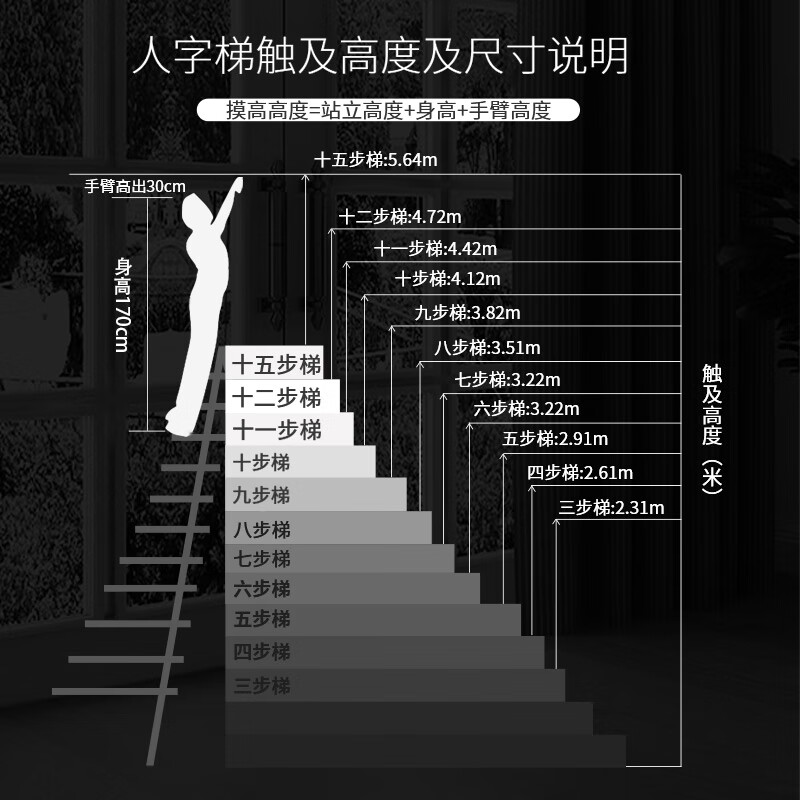 Zhongchuang aluminum alloy ladder orchard ladder tripod ladder orchard picking ladder garden work ladder garden fruit tree pruning 98011 (11-step ladder height 3.3m)