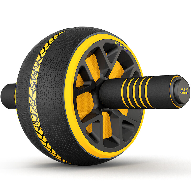 AiMeiShi Abdominal Wheel Fitness Equipment Home Men's Abdominal Wheel Abdominal Machine Exercise Abdominal Exercise Roller Abdominal Chest Muscle Training Yellow Abdominal Wheel + Thickened Kneeling Mat