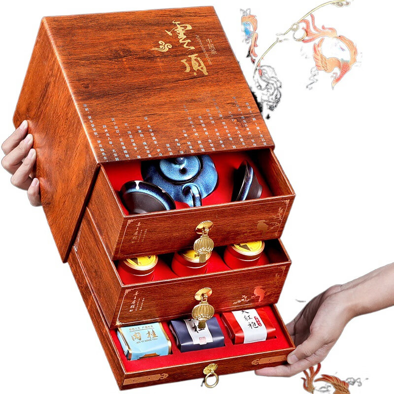 Chajin Junmei black tea Dahongpao Tieguanyin tea gift box high-end gift giving Douyin Kuaishou one generation to rule the world Tieguanyin