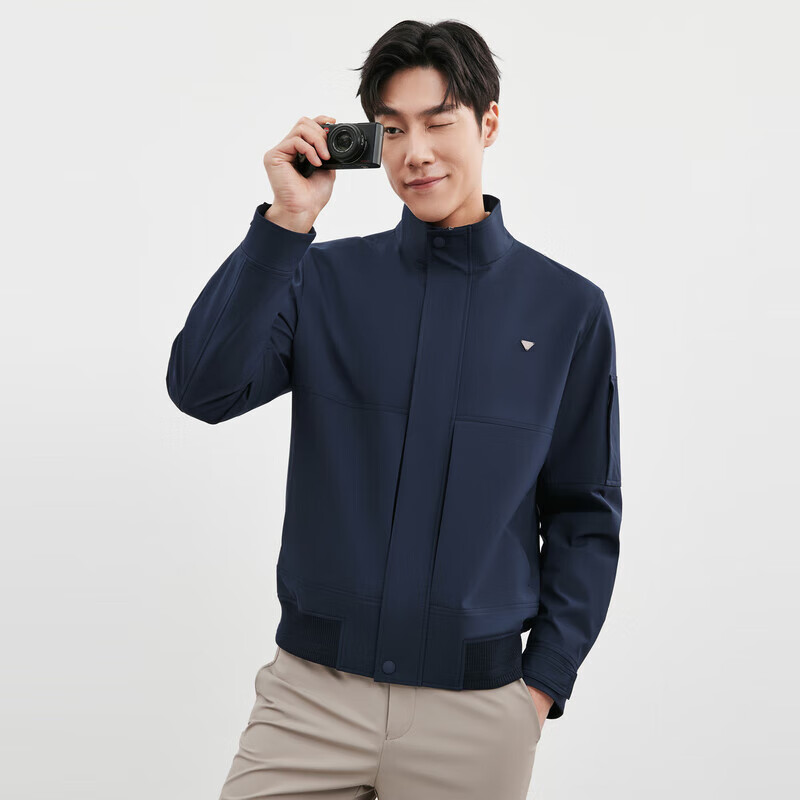 Septwolves Jacket Men's Jacket Autumn Stand Collar Textured Jacquard Airgel Warm Skin Friendly Soft Comfortable Men's Clothes