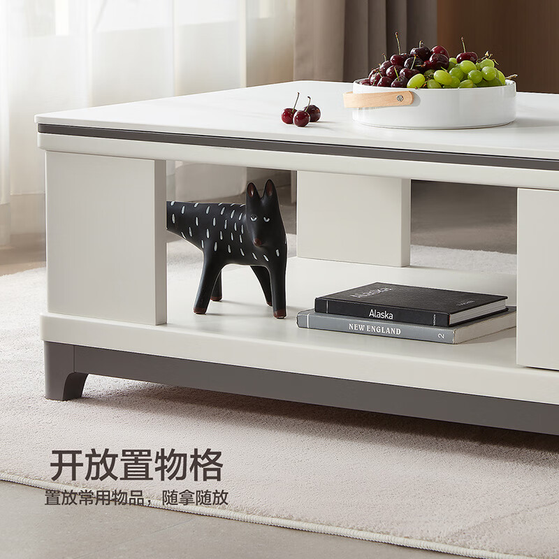 Quanyou Home Coffee Table Simple Nordic Small Apartment Living Room Home Table Slate Table Top Coffee Table Storage Storage Cabinet
