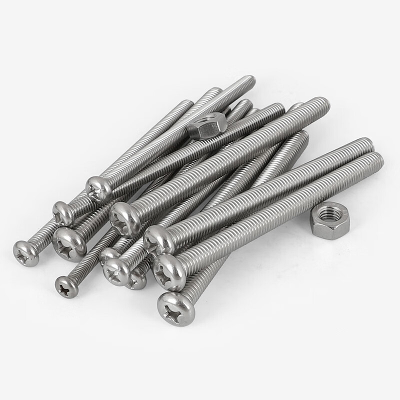 Weiwang 304 stainless steel cross round head screw and nut combination extended screw pan head nut screw rod accessories M4*40+nut (20 sets)