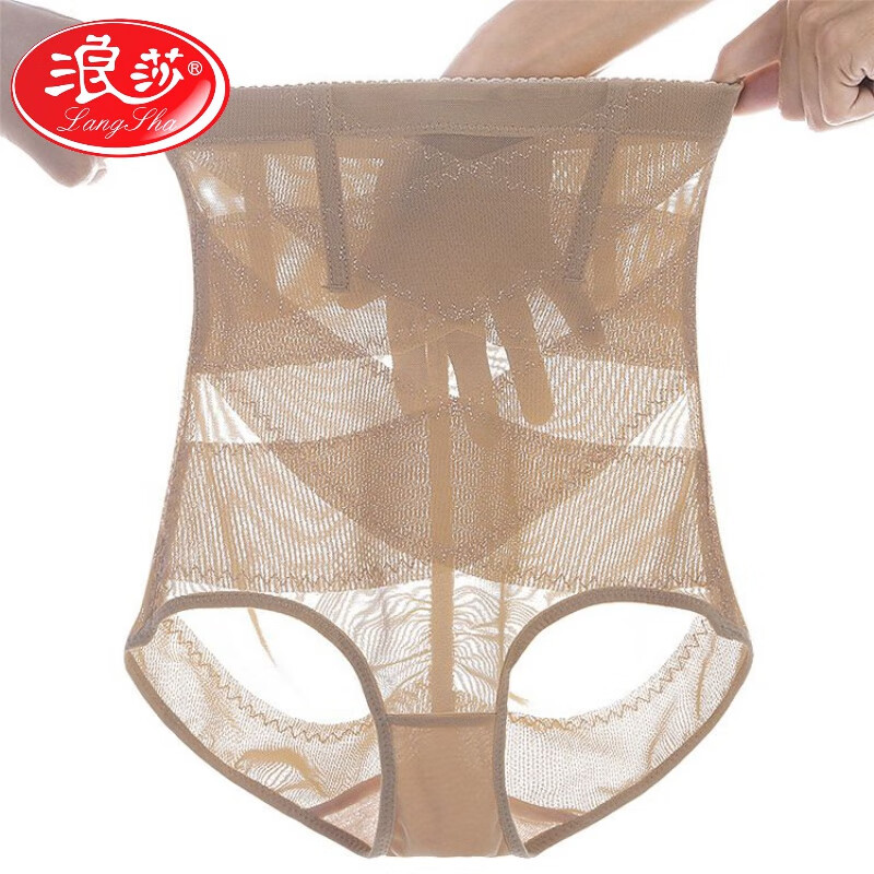 LangSha High Waist Tummy Control Panties Women's Body Shaping Garments Postpartum Hip Lifting Tummy Control Pants Waist Control Belt Thin Breathable Breastless Style 2 Pieces Skin Color L Recommended 96-110 Jin