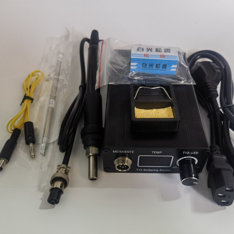 Renjuyi T12 soldering station cabbage white light constant temperature high-power digital display electric soldering iron with sleep adjustable temperature electric soldering iron aluminum alloy small bracket