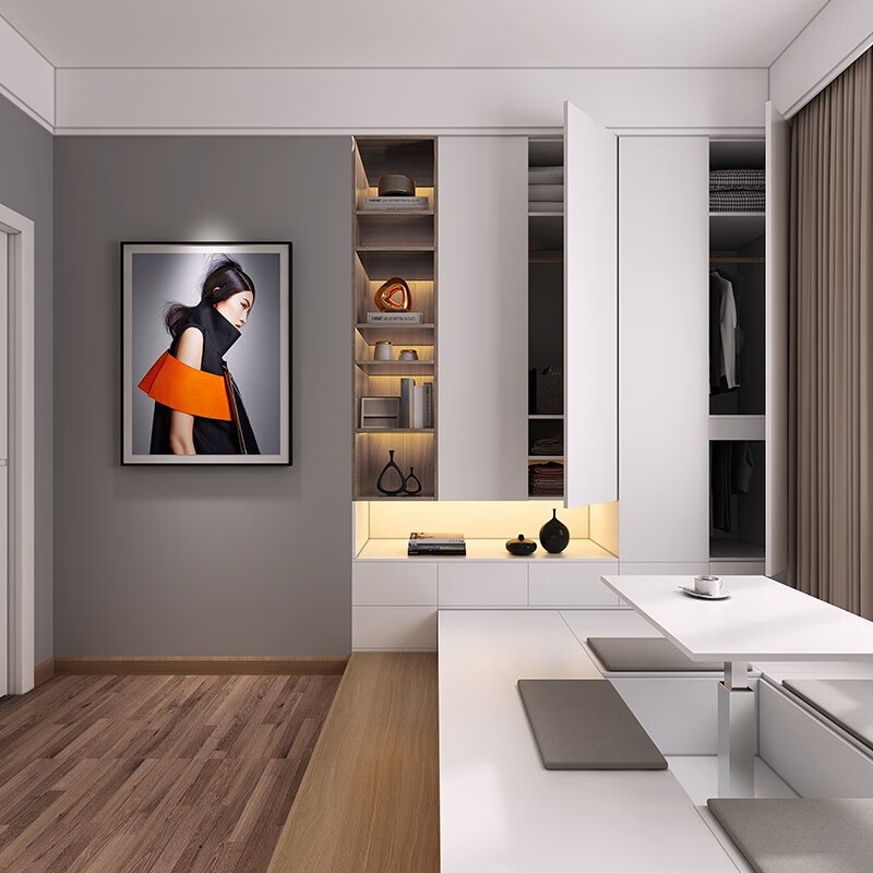 Marge whole-house custom-made tatami bed, integrated multi-functional simple study room, custom-made bed and cabinet, prepayment