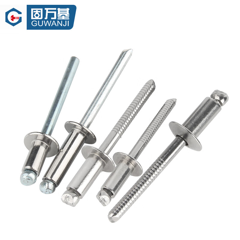 Guwanji all steel rivets 316/304 stainless steel core blind rivets open type rivets round head rivets M5x10 50 pieces 316 round head/all steel