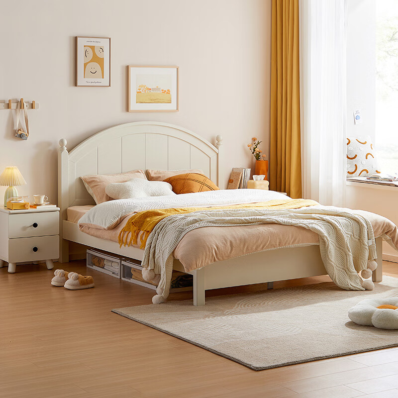 LINSY KIDS Lin's children's bed boys and girls single bed cream style double bed boys and girls 1.5*2 meters LS236A1-A