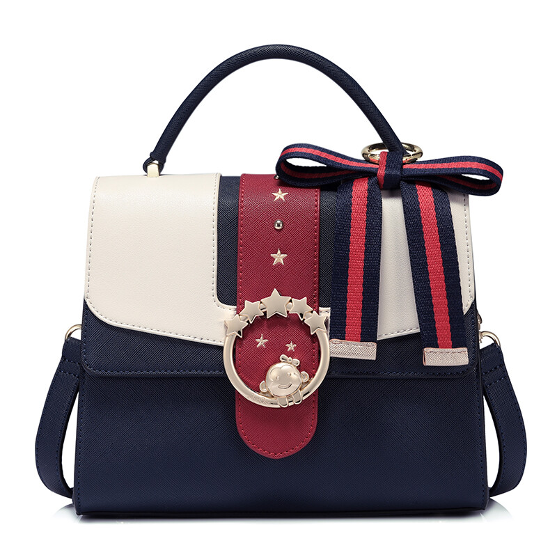 Ou Shina Just Star Bag Handbags Contrast College Wind Handbag Women Ou Shina Just Star Bag Handbags Contrast College Wind Handbag Women An And South Korea Fashion Wild Shoulder Messenger Female 674 Blue