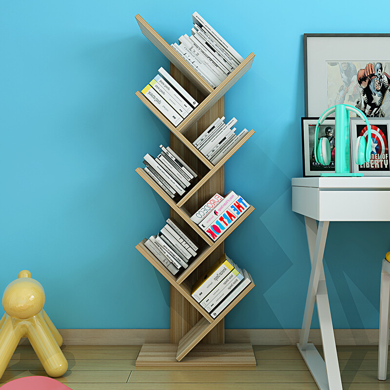 Shuali bookshelf tree-shaped multi-layer simple storage bookshelf 116cm seven layers walnut color SL17092D